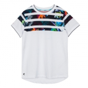 Boys White Floral Stripe Cotton T-Shirt