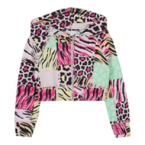 Girls Multicoloured Animal Print Hoodie