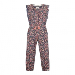 Girls Navy Floral Print Jumpsuit
