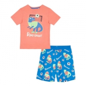 Boys Red Dino-Snore Print Pyjama Set