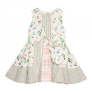 Girls Multicoloured Patchwork Floral Dress and Bag Set