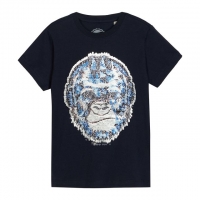Debenhams  Boys Navy Reversible Sequin Gorilla Cotton T-Shirt