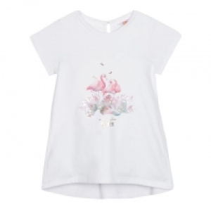 Girls Off White Flamingo Print T-Shirt