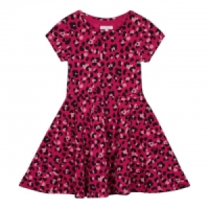 Girls Dark Pink Animal Print Dress