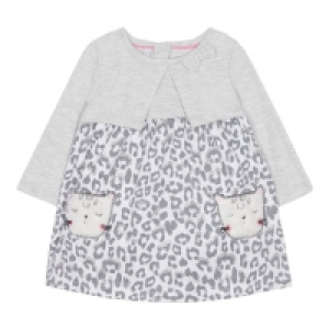 Baby Girls Grey Mock Cardigan Dress