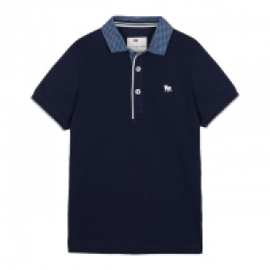 Boys Navy Gingham Collar Polo Shirt £8.40