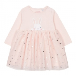 Baby Girls Pink Bunny Applique Mesh Dress