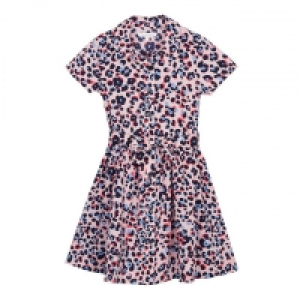 Girls Pink Animal Print Shirt Dress