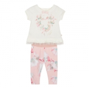 Baby Girls Light Pink Floral Print Top and Leggings Set