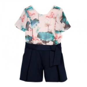 Girls Light Pink Flamingo Print Mock Playsuit