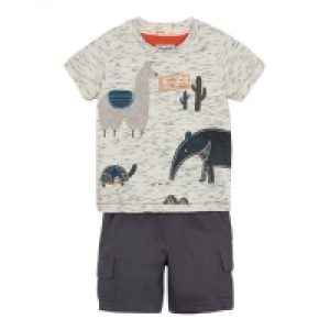 Boys Mid Blue Jersey Llama Top and Shorts Set