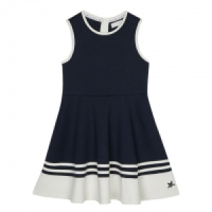 Girls Navy Striped Border Dress