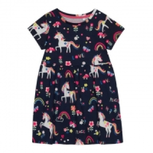 Debenhams  Girls Navy Unicorn Print Dress