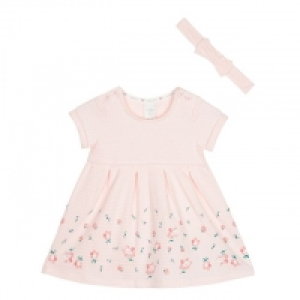 Baby Girls Pink Floral Print Dress and Headband Set