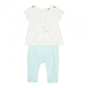 Baby Girls Off White Flamingo Top and Leggings Set