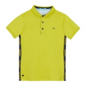 Boys Lime Logo Tape Cotton Polo Shirt