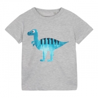 Debenhams  Boys Grey Sequin Dinosaur T-Shirt