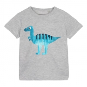 Boys Grey Sequin Dinosaur T-Shirt