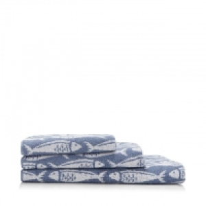 Blue Fish Pattern Shoal Cotton Towels