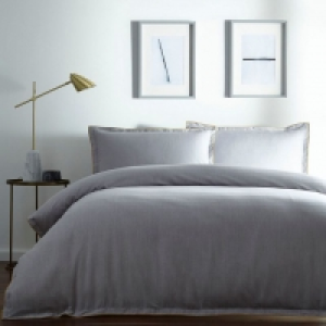Light Grey Cotton Hem Duvet Cover