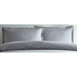 Light Grey Cotton Hem Oxford Pillowcase Pair