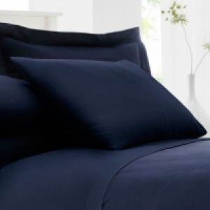 Navy Cotton Rich Percale Standard Pillow Case Pair