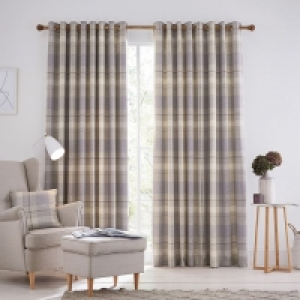 Light Purple Polyester Nora Woven Lined Curtains