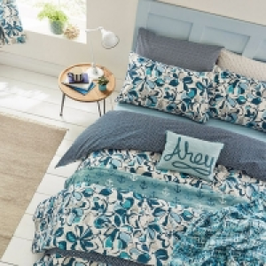 Blue Polyester and Cotton St Ives Duvet Cover Set