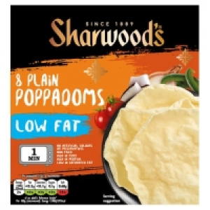 Sharwoods Plain Poppadoms Low Fat 8 Pack 94G £2.00