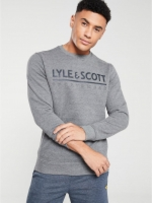 LittleWoods  Lyle & Scott Fitness Logo Crew Neck Mid Layer - Mid Grey Mar