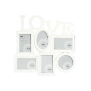 Wilko  Wilko White 6 Multi Aperture Love Photo Frame 6 x 4 Inch