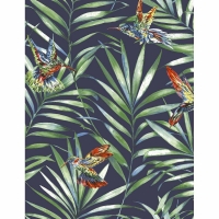 Wilko  Graham & Brown Fresco Hummingbird Navy Tropical Floral Wallp