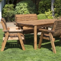 QDStores  6 Seat Rectangular Small Table Scandinavian Redwood Garden F