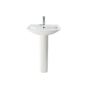 Wickes  Wickes Inca Ceramic Basin with Full Pedestal - 600mm