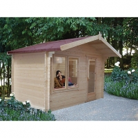 Wickes  Shire 12 x 8 ft Challock Log Cabin with Overhang with Assemb
