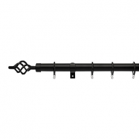 Wickes  Universal Curtain Pole with Cage Finials - Black 28mm x 3m