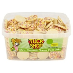 Tuck Shop White Chocolate Flavour Disco Disks Tub of 120