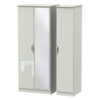RobertDyas  Indices Ready Assembled 3-Door Wardrobe with Mirror - White/