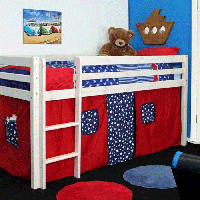 RobertDyas  Kids Avenue Mid Sleeper Bed with Tent - Red/Blue