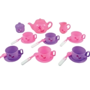 QDStores  Plastic Tea Set Pink & Purple 23 Pieces