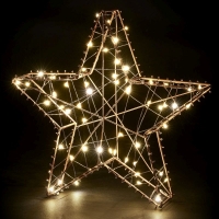 QDStores  60 LED Copper Outdoor Static Metal Star Light Battery 30cm
