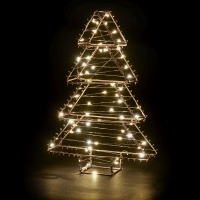 QDStores  60 LED White Indoor Static Copper Tree Christmas Light Batte