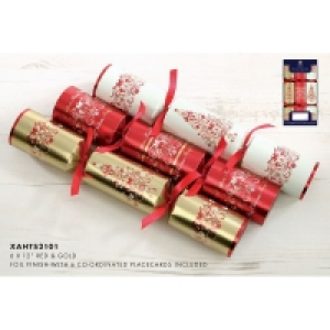 QDStores  6 Christmas Crackers 12 Inch - Red & Gold
