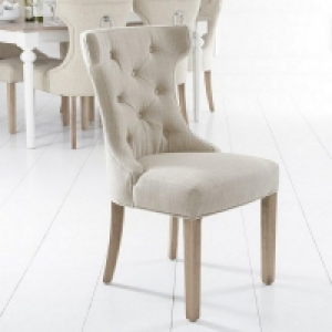 Lancelot Winged Back Dining Chair Beige With Button Detailin £109.00