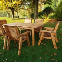 QDStores  6 Seat Rectangular Table Chairs Scandinavian Redwood Garden 