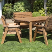 QDStores  6 Seat Rectangular Large Table Scandinavian Redwood Garden F
