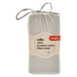 Wilko 100% Brushed Cotton Silver Single Fitted Sheet £5.25
