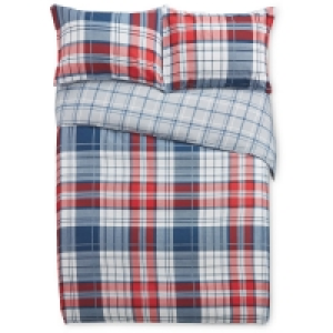 Aldi  Double Blue/Red Check Duvet Set