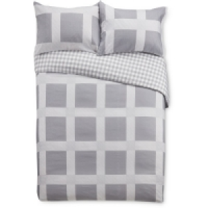 Aldi  Double Grey Check Duvet Set