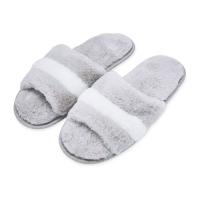 Aldi  Grey/Cream Avenue Plush Slippers